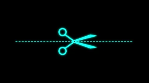 Animated Cyan Scissors Opening and Closing Motion Loop Video stock 339381476