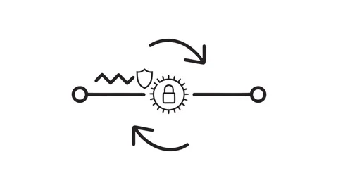 Animated Cyber Security Data Encryption Lock Shield Network Line Drawing Icon 库存影片 337241865