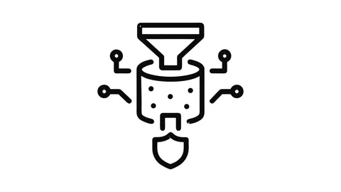 Animated Cyber Security Data Processing Database Funnel Outline Line Drawing Vídeos de archivo 337240493
