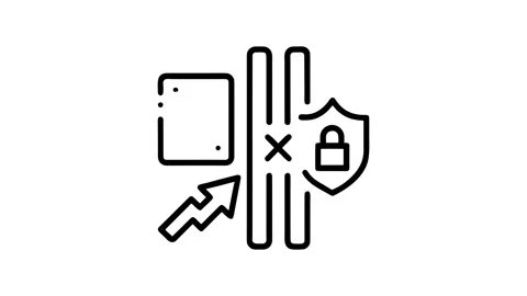 Animated Cyber Security Firewall Threat Blocked Shield Lock Line Drawing Icon Vídeos de archivo 337241013