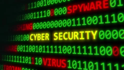 Animated "Cyber Security " With Green Binary Code Stock Footage 251851288