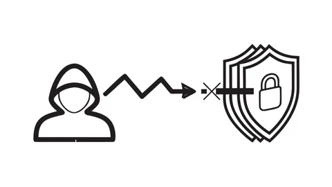 Animated Cyber Security Hacker Threat Blocked Multi Layer Shield Lock Icon 库存影片 337240831