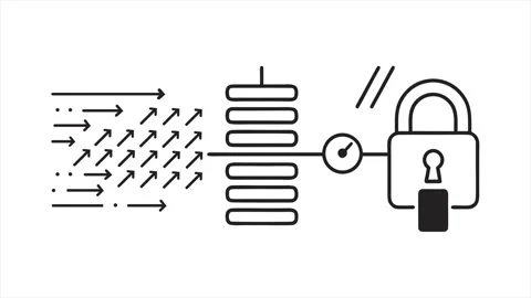 Animated Cyber Security Network Firewall Data Protection Line Drawing Icon Vídeos de archivo 337241529