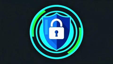 Animated Cyber Security Shield and Padlock Icon Stock Footage 339168997