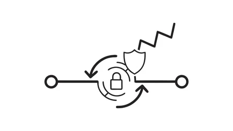 Animated Cyber Security Threat Block Shield Network Lock Line Drawing Icon Vídeos de archivo 337241866