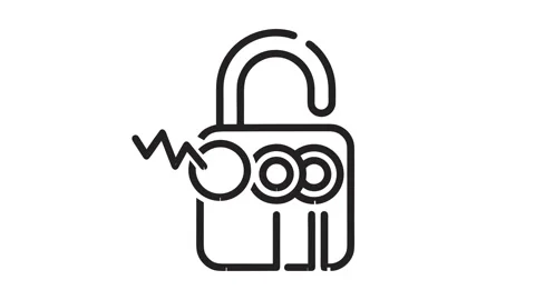 Animated Cyber Security Unlocked Padlock Combination Code Line Drawing Icon 库存影片 337240974