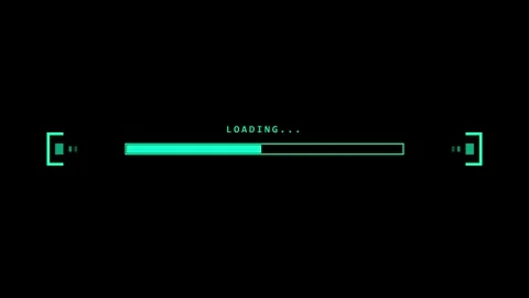 Animated Cyberpunk Progress Bar with Glowing Cyan UI Element Vídeos de archivo 339379541
