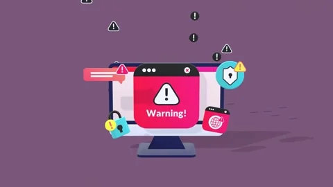 Animated Cybersecurity Concept Showing Virus Alerts, Malware and Data Protection Video stock 327993694