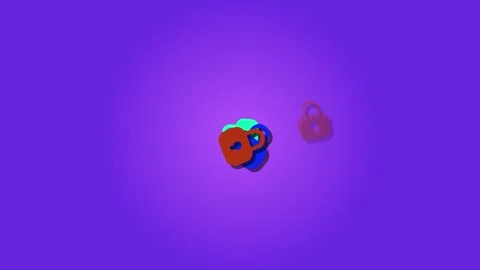 Animated cybersecurity locks floating on vibrant purple Stock Footage 316543297