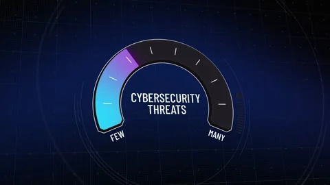 Animated cybersecurity presentation element, increasing gauge meter moving fr Stock Footage 315791058