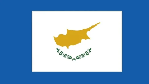 Animated cyprus flag flat design icon with national map and green olive branches Stock Footage 331643403