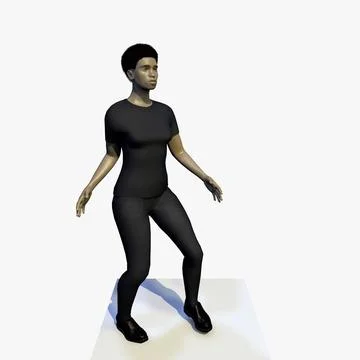 Animated Dancing African Woman in a Black Clothing 3D Model