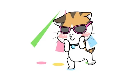 Animated Dancing Cat in Colorful Lights - White Background Stock Footage 282777972