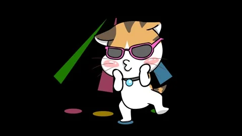 Animated Dancing Cat in Colorful Lights - Transparent Background Stock Footage 282778090