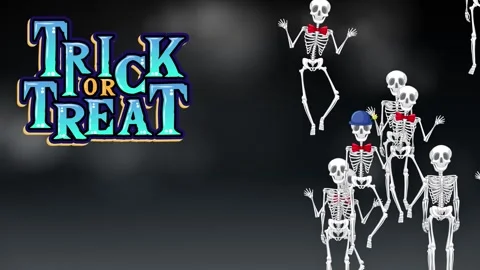 Animated Dancing Skeletons with Trick or Treat Text Background 動画素材 339122450