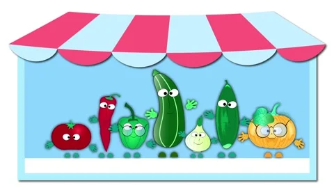 Animated dancing vegetables on the background of the store. Stock Footage 158044168
