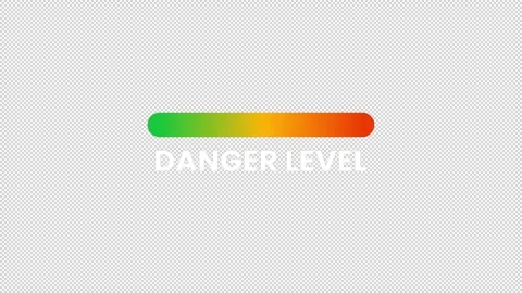 Animated danger level meter showing color scale from safe to hazardous. Stock Footage 320110693
