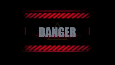 Animated danger warning text with red diagonal stripes with video dynamic Stock Footage 345568129