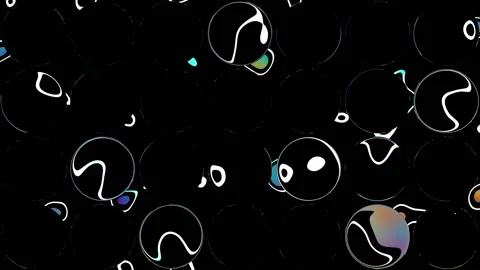 Animated Dark Circular Grid with Flowing Neon Light Reflections Video stock 345024078