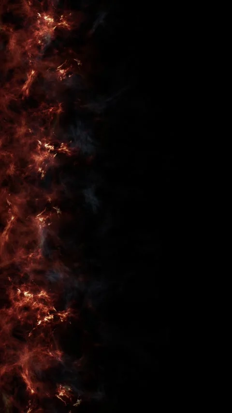 Animated dark fire background with orange-red flames, smoke Stock Footage 344968631