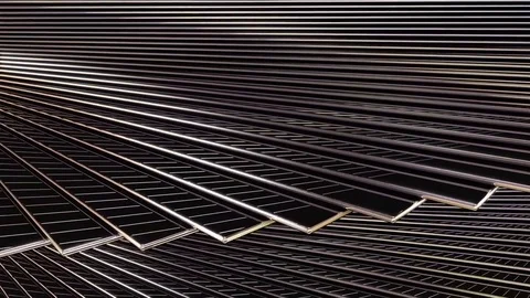 Animated Dark Highly Reflective Rotating Stacked Metal Plates Stock Footage 77399914