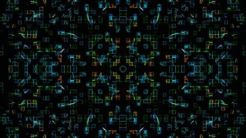 Animated Dark Moving Geometric Lines Square Pattern Video Stock Footage 200988880