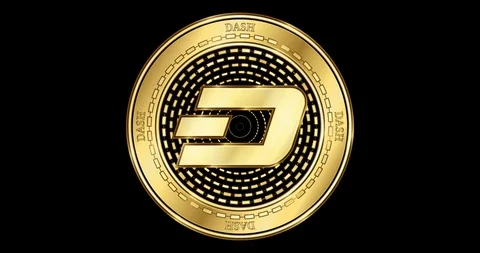 Animated Dash (DASH) cryptocurrency gold coin Stock Footage 102339184