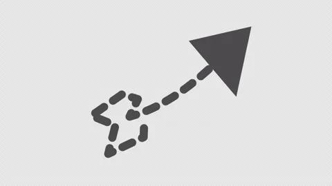 Animated dashed curved arrow pointing direction in transparent background. Stock Footage 323639202