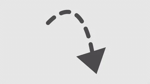 Animated dashed curved arrow pointing direction in transparent background. Stock Footage 323641150