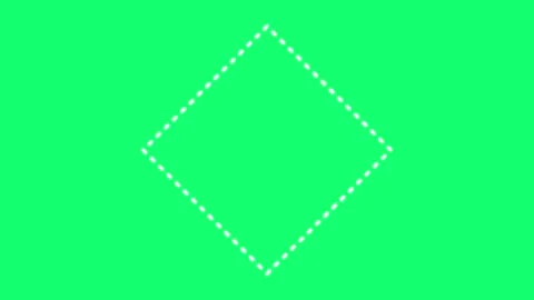 Animated Dashed Diamond Frame Highlight Overlay Rotating Square Green Screen Stock Footage 332415742