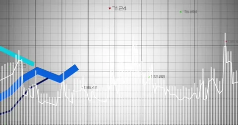 Animated data chart showing left trend lines entering, rising, crossing, Stock Footage 328584400