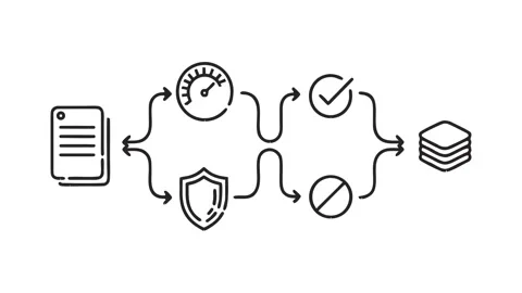 Animated Data Processing Workflow Server File Optimization Line Drawing Icon 库存影片 337241381