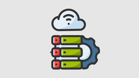 Animated database with cloud computing and gearwheel icon Stock Footage 265957040