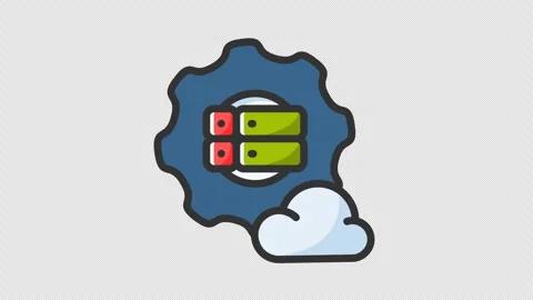 Animated database connection with cloud, gear and server Stock Footage 266009849