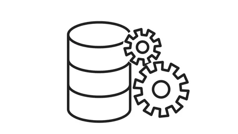 Animated database icon with rotating gears video loop Stock Footage 345730065