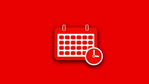 Animated date calender with clock icon concept Video stock 263121660