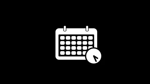 Animated date calender with clock icon concept Stock Footage 263121754