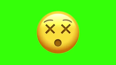 Animated dead face emoji motion graphic on green screen Stock Footage 329405855