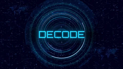 Animated Decode Text Over Digital World Map – Cybertech HUD Reveal Video stock 311518554