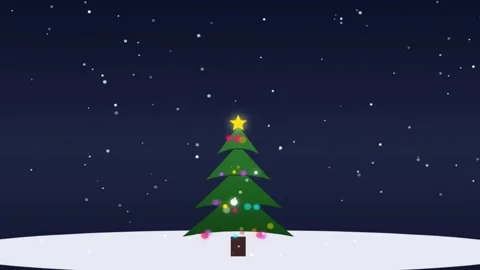 Animated decorated Christmas tree with glowing star topper and falling snow.. Stock Footage 342723367