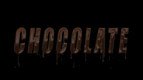 Animated delicious chocolate text dripping and melting on black background Stock Footage 333757403
