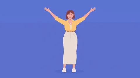 Animated delighted lady character Stock Footage 223486020