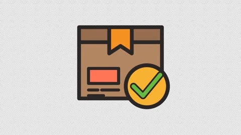 Animated Delivery Box with Success Checkmark for E-Commerce Video stock 343352394