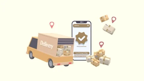 Animated Delivery Service On Mobile Application. Stock Footage 287106755