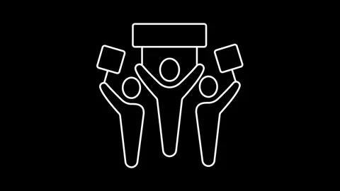 Animated demonstration icons in thin line style Stock Footage 314617456