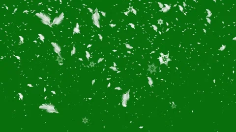 Animated Dense Snowfall with Soft Bokeh Flakes on Green Background 4K Stock Footage 342158015