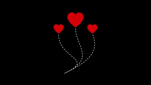 An animated design features three red heart-shaped balloons floating upwards Stock Footage 321413982