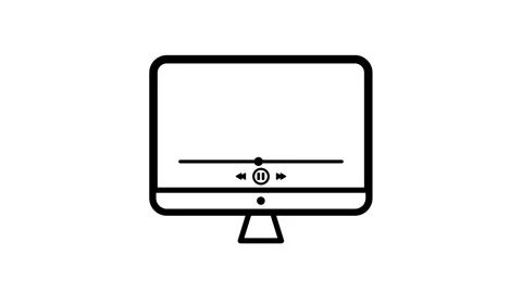 Animated desktop computer screen playing video with progress bar loop on wh.. Stock Footage 340565090