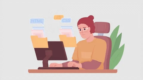 Animated developer career character Stock Footage 214655393