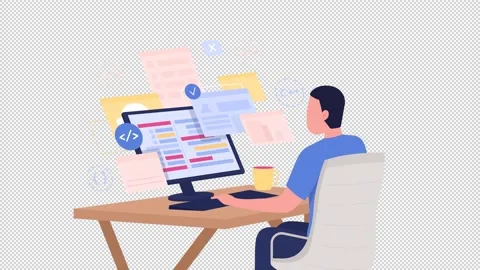 Animated developer flat character Stock Footage 217383933